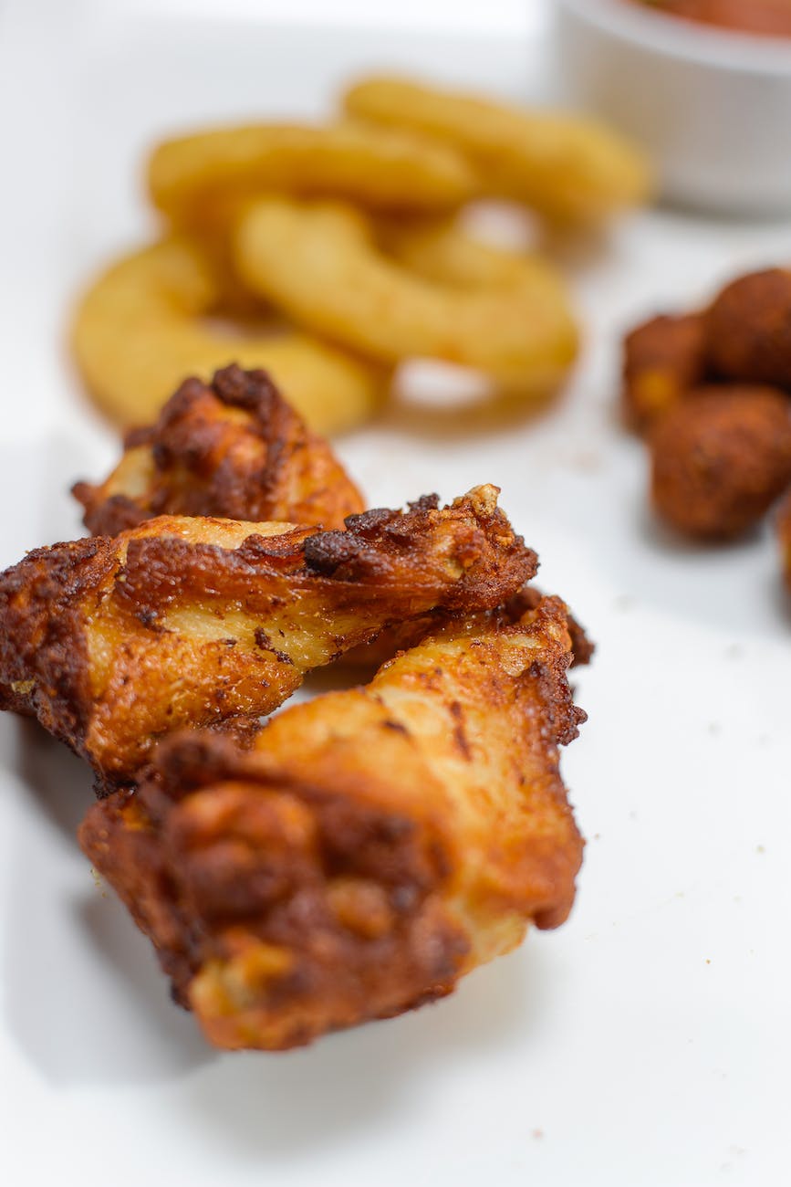 pieces of crispy fried chicken in close up shot